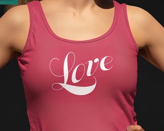 Women's Tank Top | Pink 'Love' Top | Comfortable Women's Sporty Top | Women's Ideal Racerback Tank | Casual Fit for Women