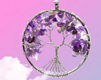 5 Amethyst Tree of Life Charms  | Jewelry Making Item | Gemstone Charms | Purple Charm | Stunning Amethyst Charm | Charm Only