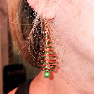 Coil Christmas Tree Earrings