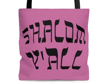 Shalom ihr rosa Tragetasche | Christliche hebräische Geschenktasche | Schwarze Schrift