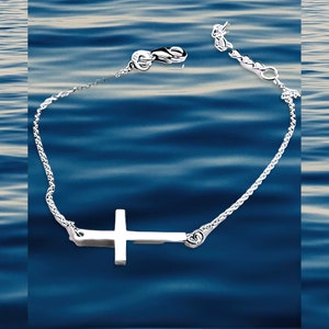 Sideways Cross Sterling Silver Bracelet