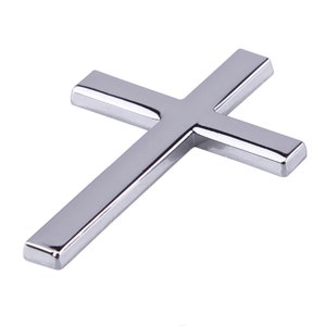 3D Silver Metal Cross 2 1/4" Sticker Decal for Car or Any Indoor or Outdoor Use