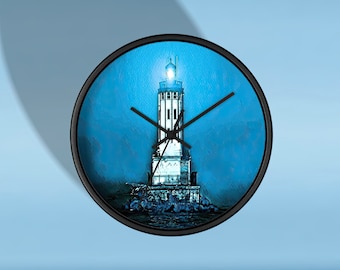 Reloj de pared de madera con diseño de faro de Angels Gate, decoración costera para el hogar