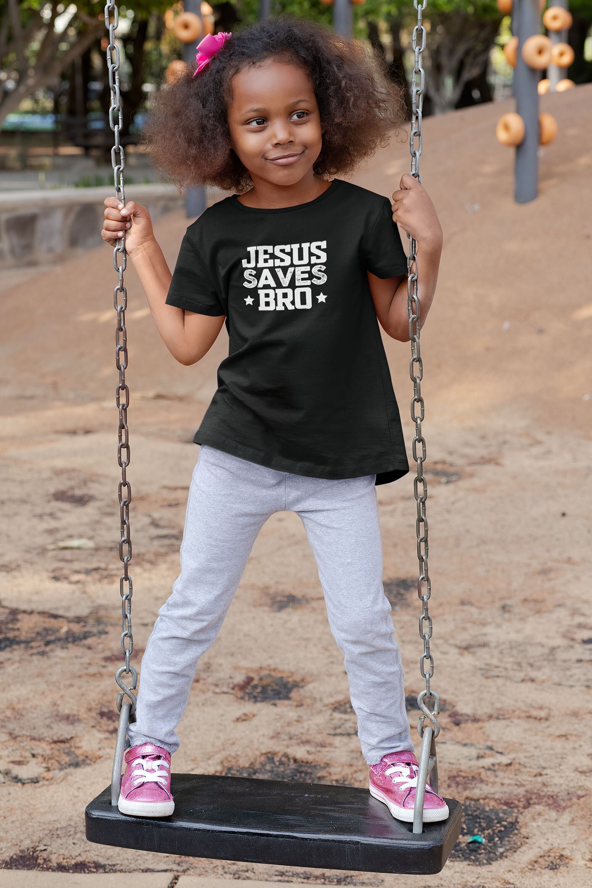 Bella & Canvas Short Sleeve Youth Tee "Jesus Saves Bro" white graphic