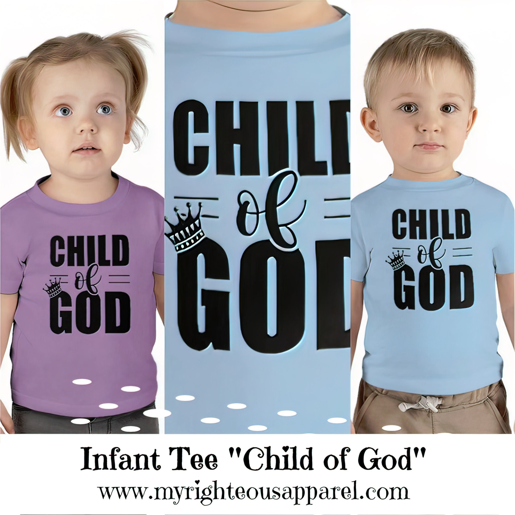 Infant Cotton Jersey Tee « Enfant de Dieu » graphique noir