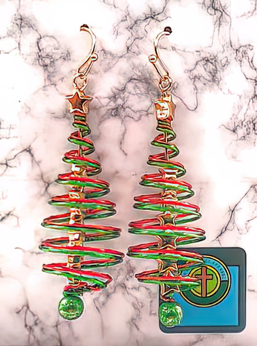 Spiral Christmas Tree Earrings Etsy
