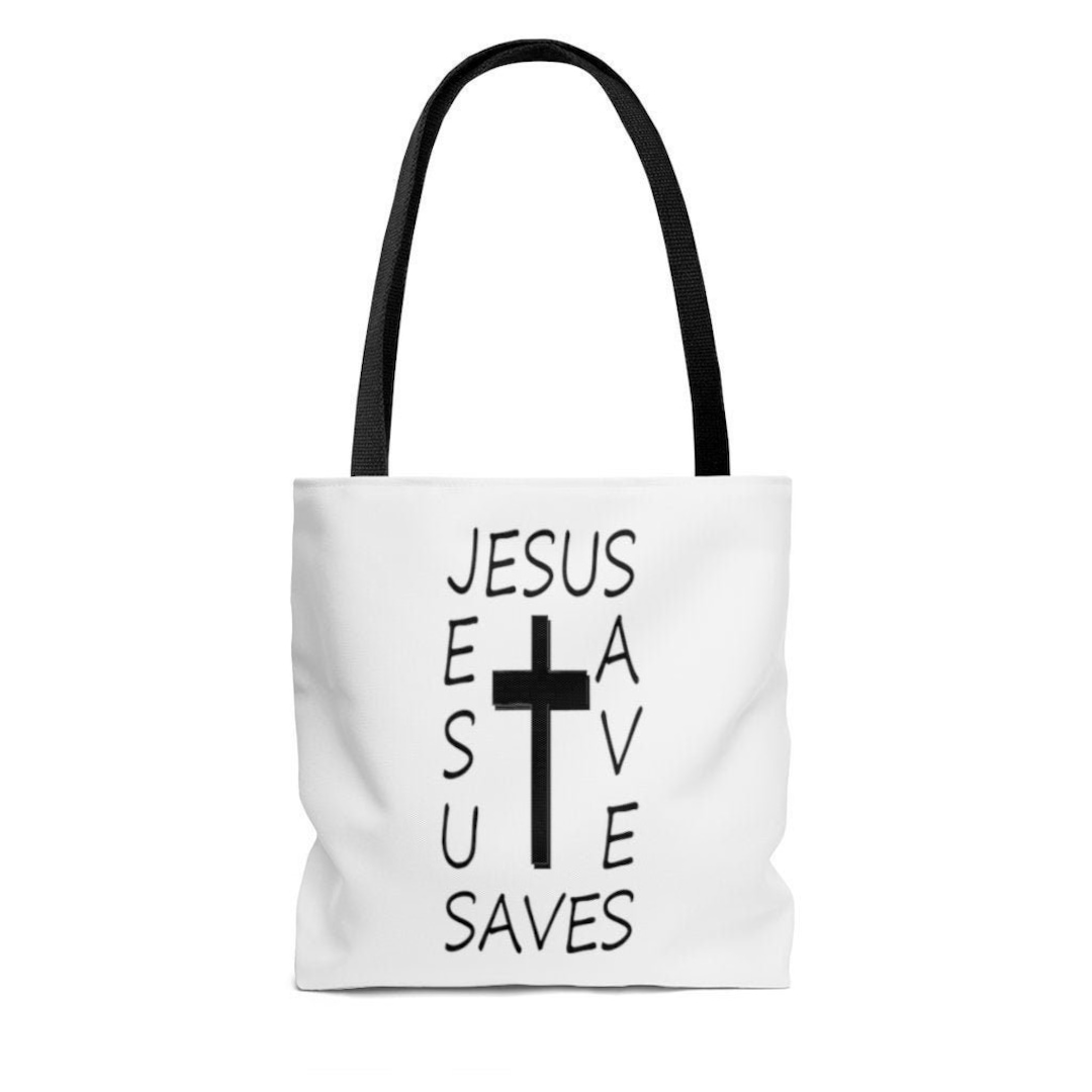 AOP Tote Bag in 3 Sizes With Black Handle jesus - Etsy