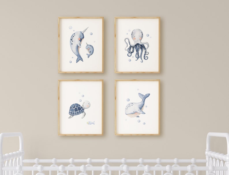 Nautical nursery print set Under the sea wall art Ocean Etsy