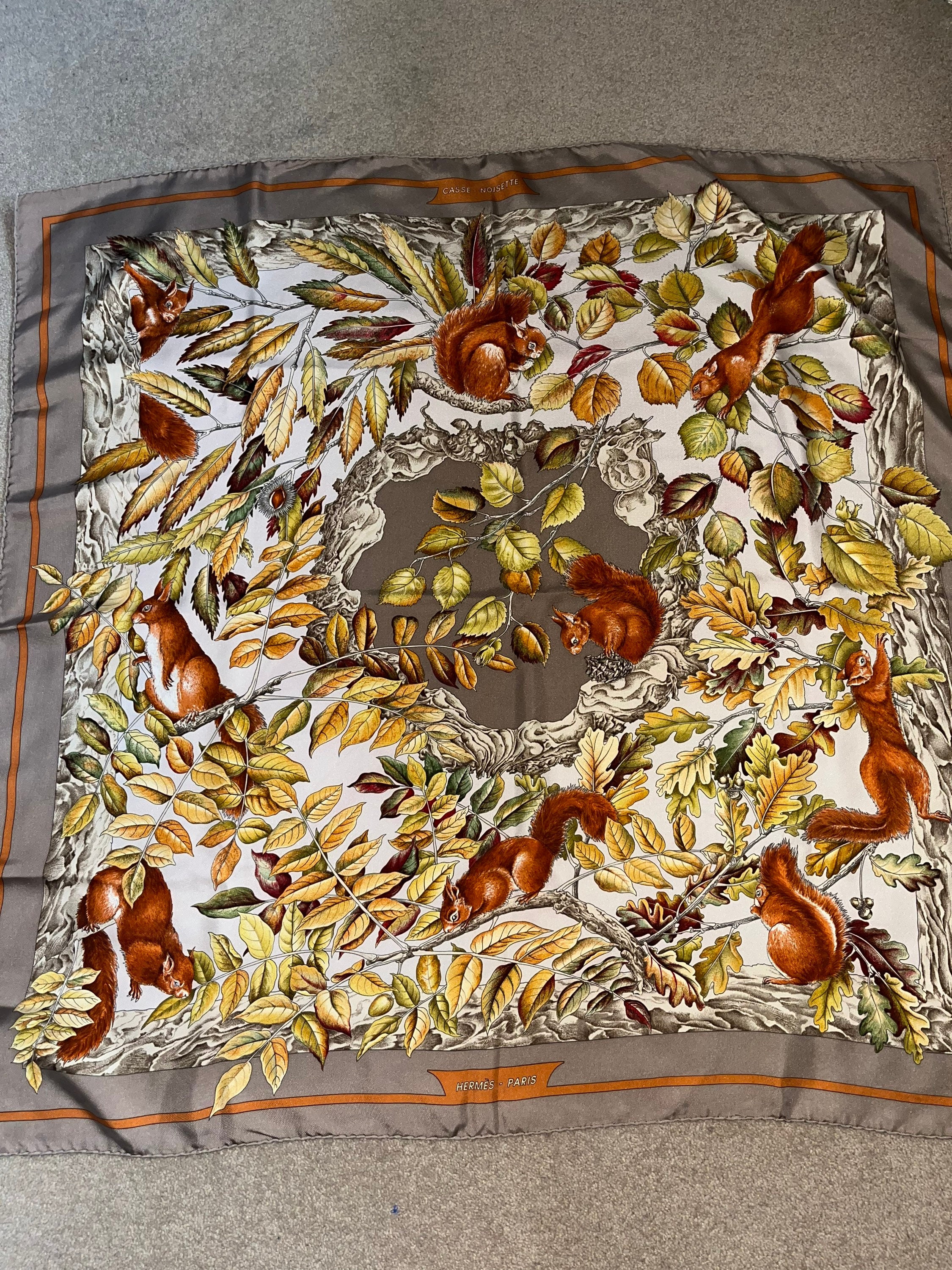 Sold at Auction: HERMES FRAMED SILK SCARF OF HORSES. HERMES PARIS. BLANK