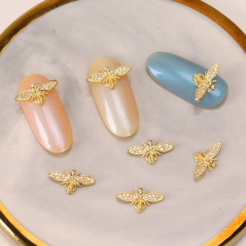 10pcs/lot Japan 3d Gold Bee Nail Art Decorations Diy Glitter image 1
