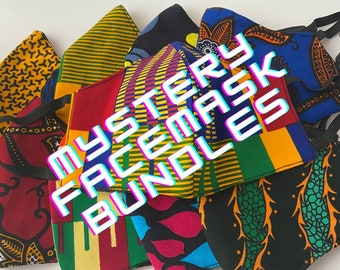 Facemask Mystery Bundles African Print Fabric Ntoma Ankara Revêtement facial fait main