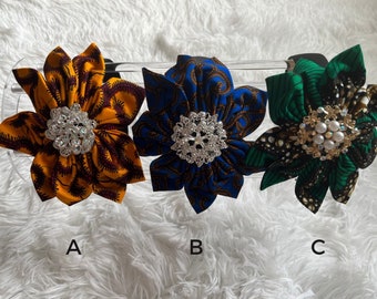 Large Flower Headband African Print Fabric Ntoma Ankara Kitenge Handmade Women Headband