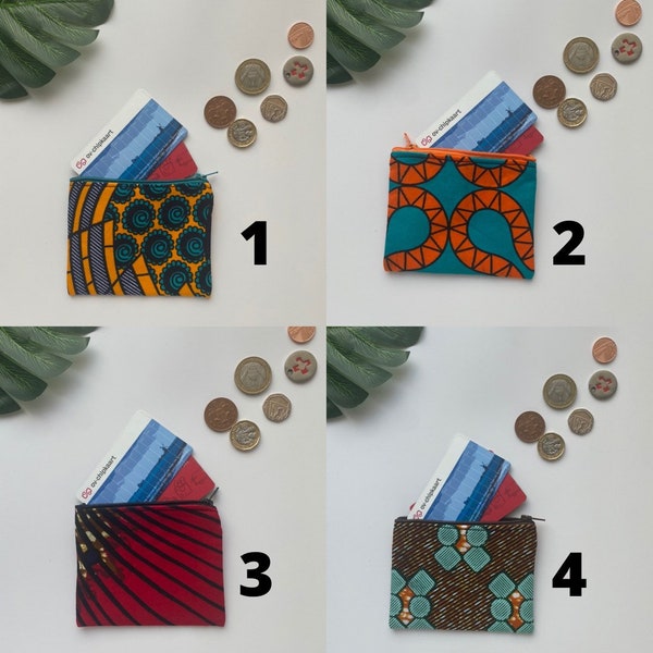 Coin Zipper Purse Card Purse Tissu imprimé africain Ntoma Ankara Kitenge Fait à la main || Idée cadeau