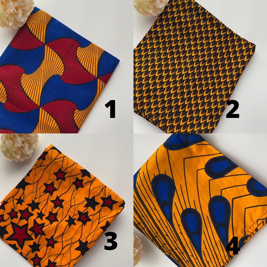 Head Wrap Blue Red and Yellow African Print Fabric Ntoma - Etsy