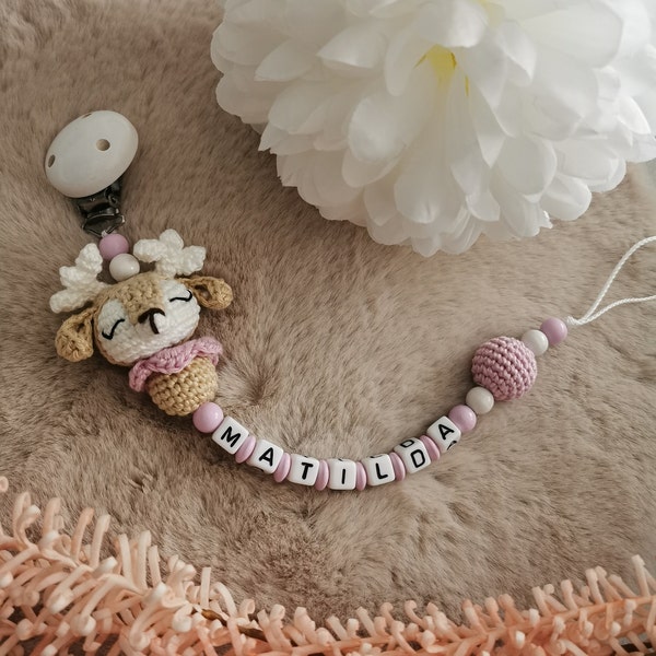 Beautiful, lovingly handcrafted dummy chain with a crocheted deer