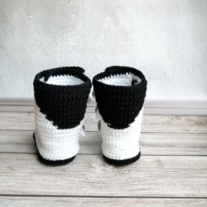 Baby motocross boots. Crochet baby white cotton boots. High boots biker. Size 10cm. Racing baby shoes. Baby boots for bike image 5