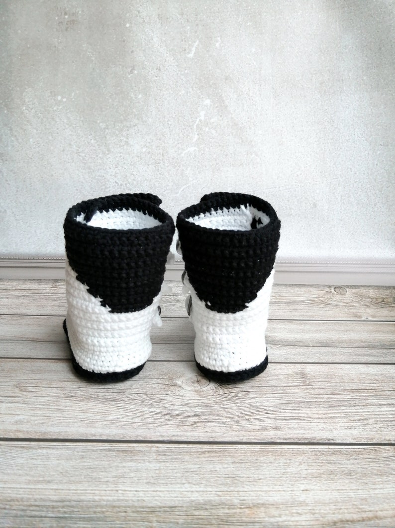 Baby motocross boots. Crochet baby white cotton boots. High boots biker. Size 10cm. Racing baby shoes. Baby boots for bike image 5