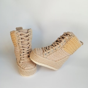 Ultra light combat boots. Military boots for baby. Crochet army boots. Outdoor high-top hiking boots for newborn..
