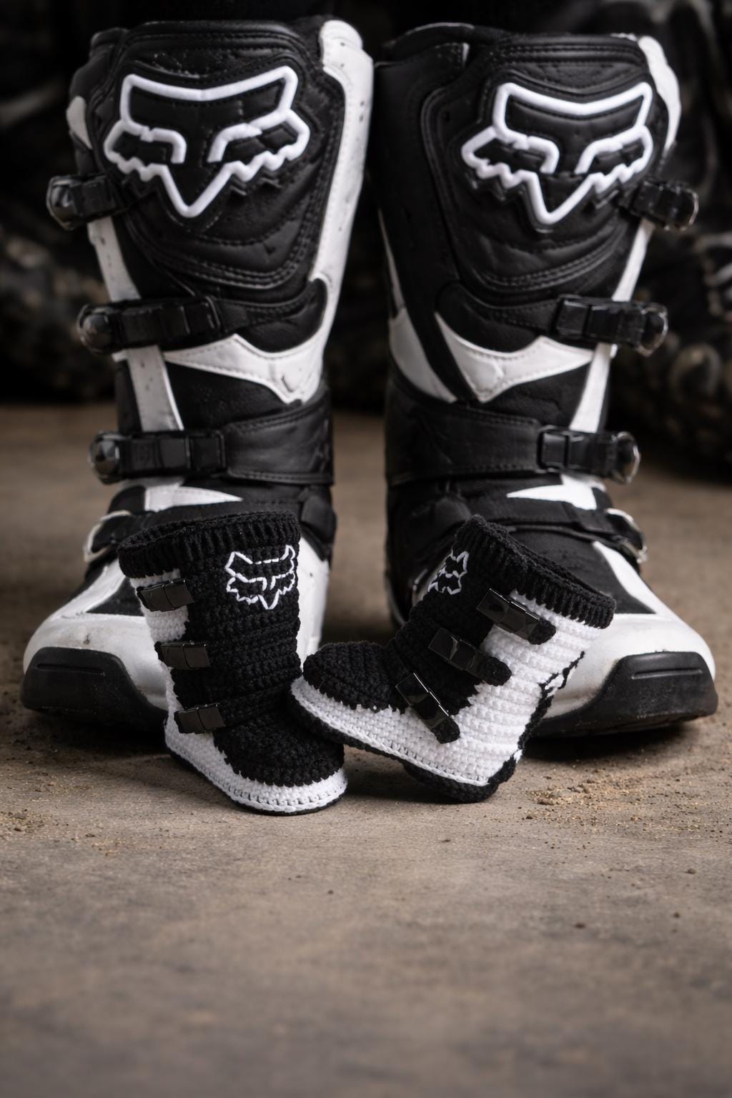 Baby Motocross Boots. Crochet Cotton Boots for Motorbike. High