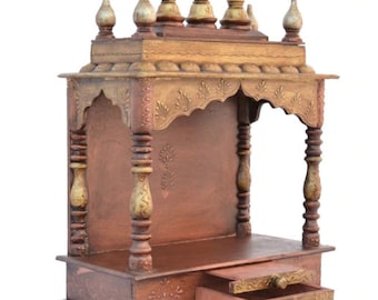 Wooden Temple For Home Copper And Golden Etsy