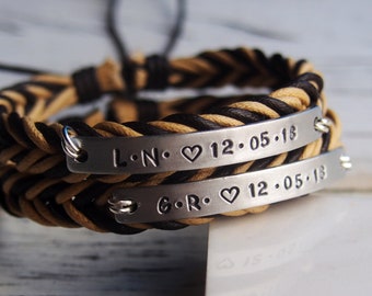 1st Year Anniversary bracelets, Couples Bracelets set, his and her, Couple gifts, matching couple, Couples bracelets, Personalized bracelets