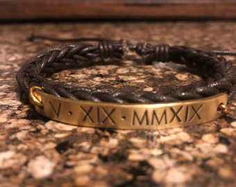 Custom anniversary gift for couples, anniversary bracelet, bracelet for couples, roman numeral, custom bracelet, Personalized Bracelet