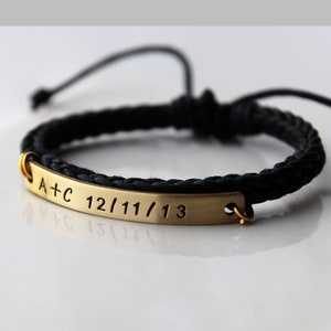 Pulseira personalizada com iniciais de casal, pulseira de casal, ajustável, joias de casal, aniversário de casamento de casal, presente, homem, mulher, presente
