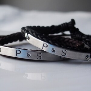 Couples name bracelets, Braided leather bracelet, couples gifts, couple anniversary date bracelet, anniversary bracelet, couple bracelets