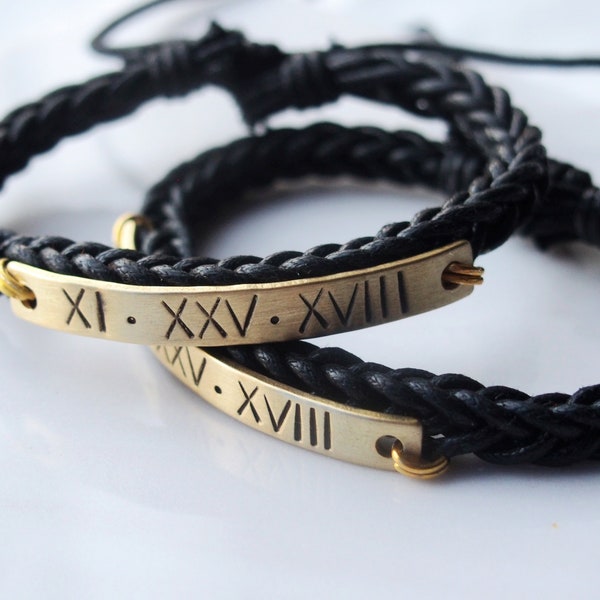 Personalized couple bracelets set, boyfriend gift, anniversary leather bracelet, couple date bracelet, couples gift, Personalized bracelet