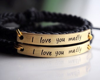 I Love You Madly/ Gold Couples Bracelets, Couples Gift, Couple Jewelry, His hers, Custom Couple bracelet, couple set, Personalized bracelets