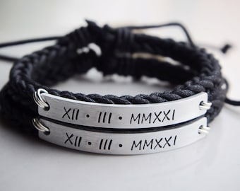 1st Anniversary/ Couple Bracelets, Couples Gifts, Date Bracelet, Anniversary date bracelet, Custom Couple bracelet, Personalized bracelets