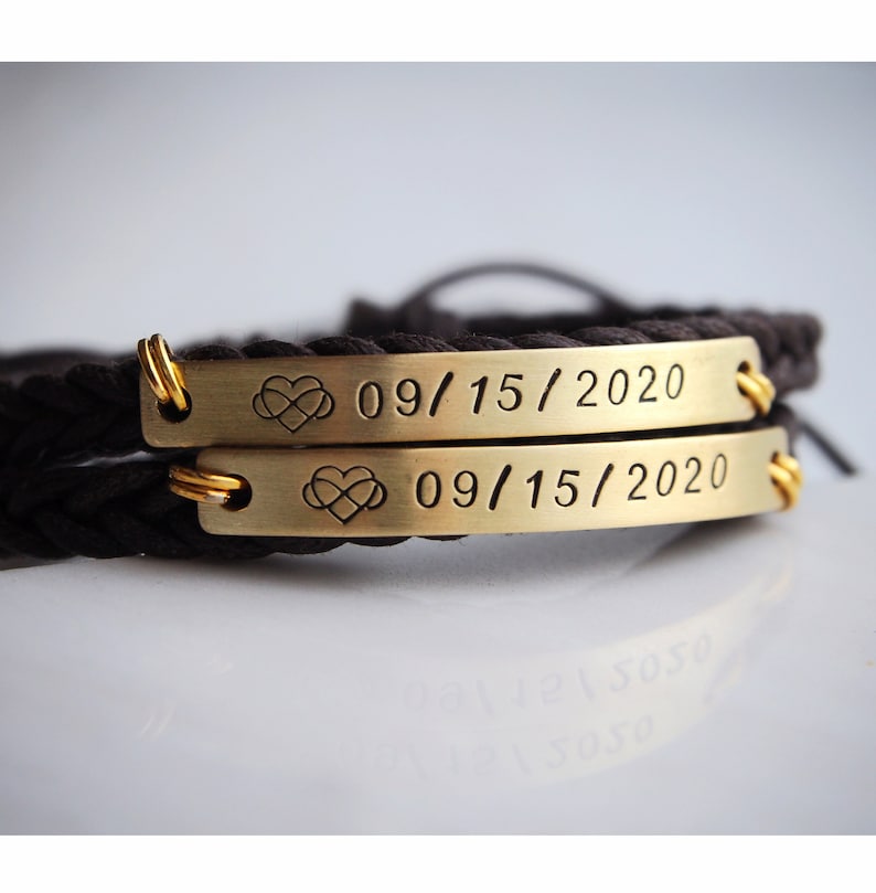 Couple Anniversary Date Gift Couple Gifts Couple Bracelets Etsy