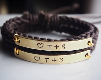 Pulseras de Parejas, Pulseras de Parejas Iniciales, Pulsera de fecha, Pulsera de fecha de aniversario, Pulsera de pareja de aniversario, Pulseras personalizadas