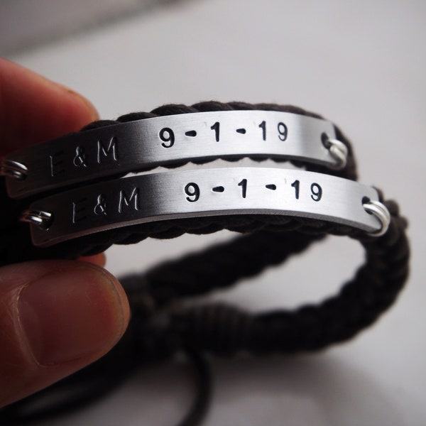 Couple Name bracelets, Couples Bracelets, Couples Gifts, couple anniversary date bracelet, Anniversary Gifts, Personalized couple bracelets