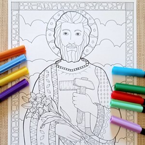 Saint Joseph. PDF. Printable Coloring Page - Etsy