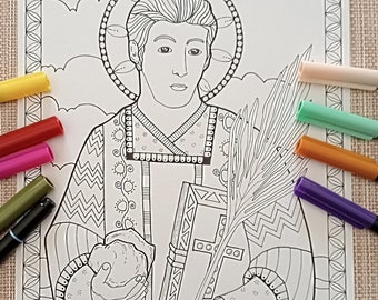 Saint Stephen the Apostle. Coloring page. PDF JPEG from Bibartworkshop