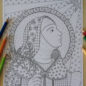 Saint Clare of Assisi Coloring Page for adult Printable | Etsy