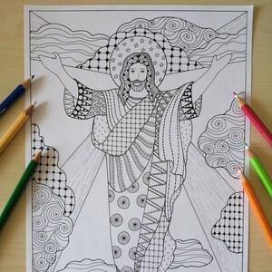 Saint Joseph Et Enfant Jesus Page De Coloriage Pour Adulte Etsy