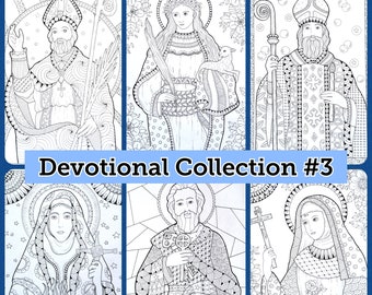 DEVOTIONAL Collection. Set of 6 sheets. Catholic Coloring Book by Bibartworkshop
