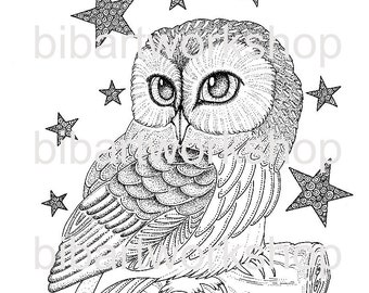 Kleurplaat Uil Etsy