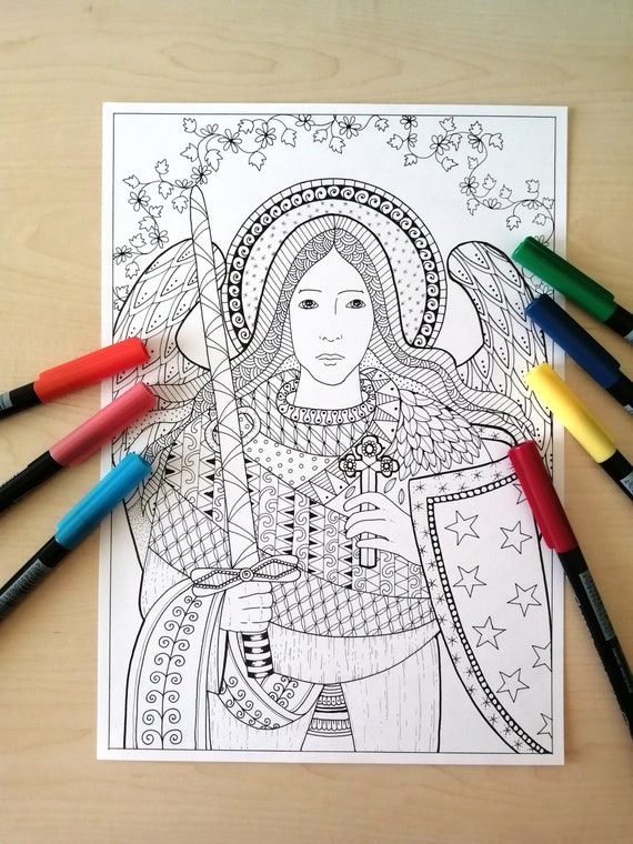 Michael Archangel Coloring Page for Adult Printable | Etsy
