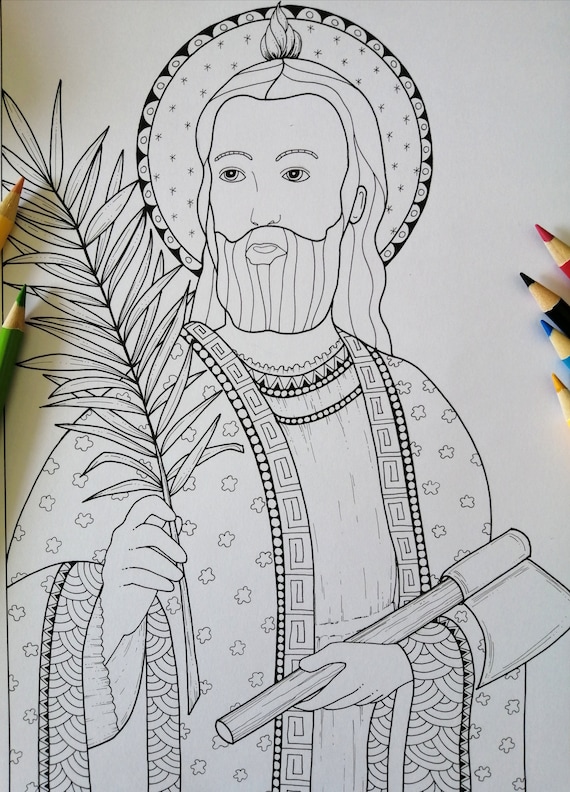 San Judas Tadeo Dibujo para colorear para adultos JPG - Etsy España