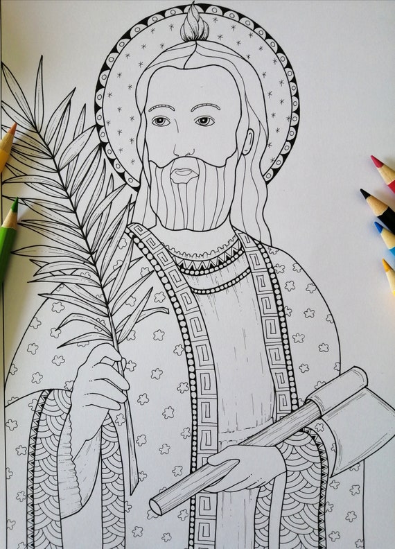 San Judas Tadeo Dibujo para colorear para adultos JPG - Etsy España