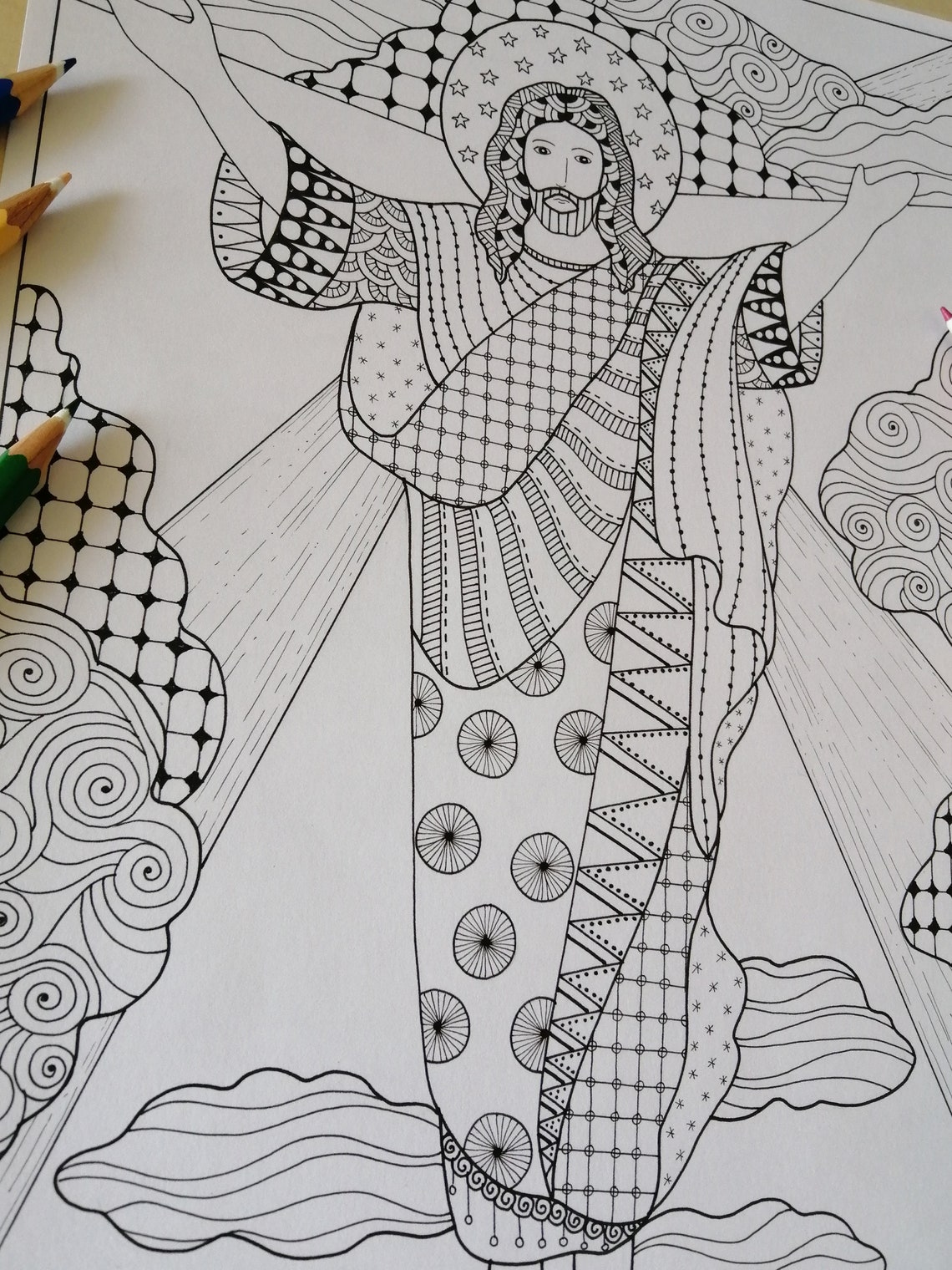 Resurrection of Jesus Coloring Page for adult Printable JPG | Etsy