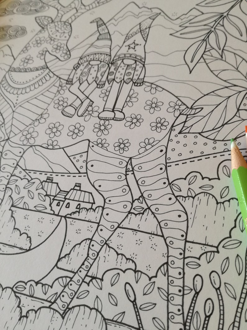 Download Gnomes Coloring Page for adults Zen ispired Instant ...