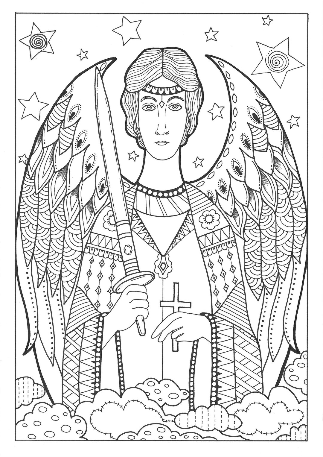 Instant Download. Archangel Raphael. Printable Coloring Page. PDF+JPG ...