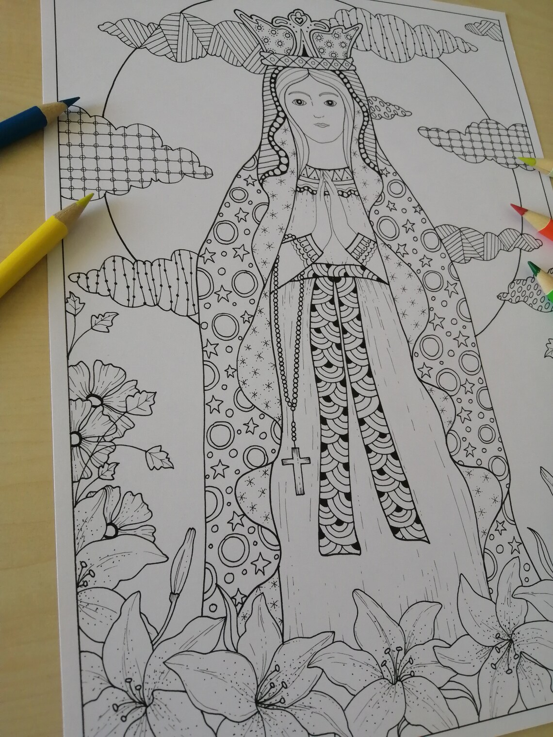 Instant download. Our Lady of Fatima. Catholic Art, file PDF-JPG