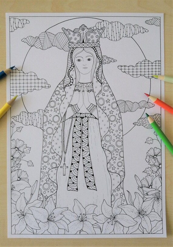 Our Lady of Fatima. Coloring Page for Adult. Instant Download. | Etsy