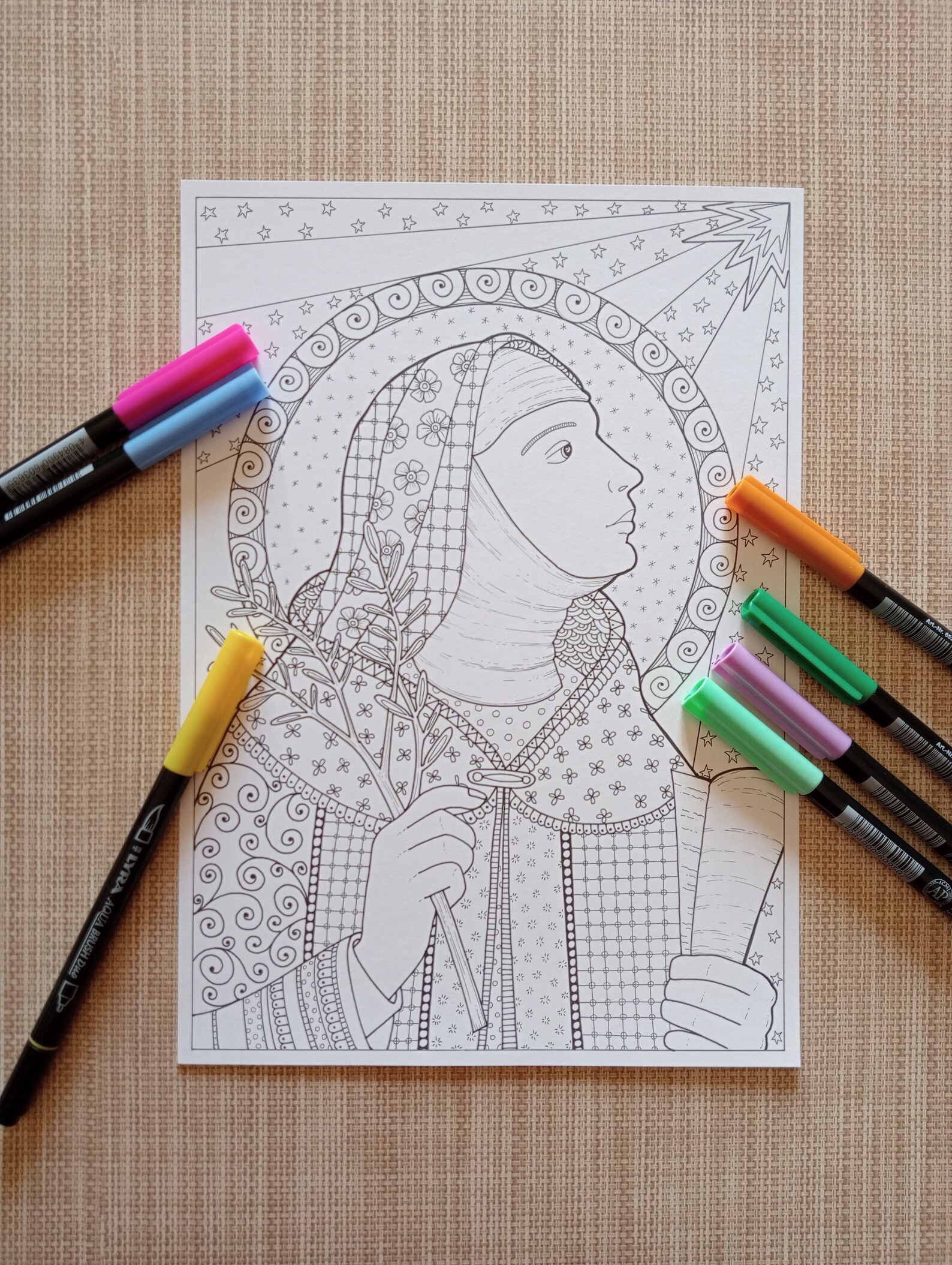 Saint Clare of Assisi| Coloring Page for Adults| Printable| Catholic ...