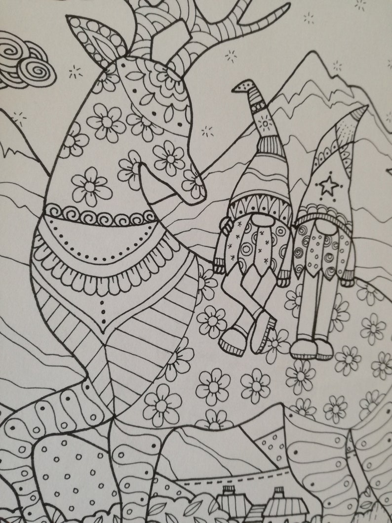 Download Gnomes Coloring Page for adults Zen ispired Instant download | Etsy